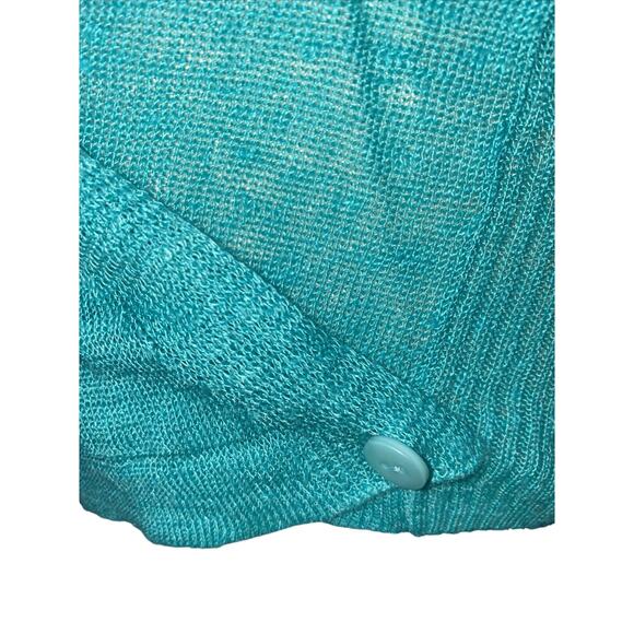 Nic+Zoe Turquoise Wrap V-neck Lightweight 3/4 Sleeve Linen Blend Women Medium - Picture 3 of 7